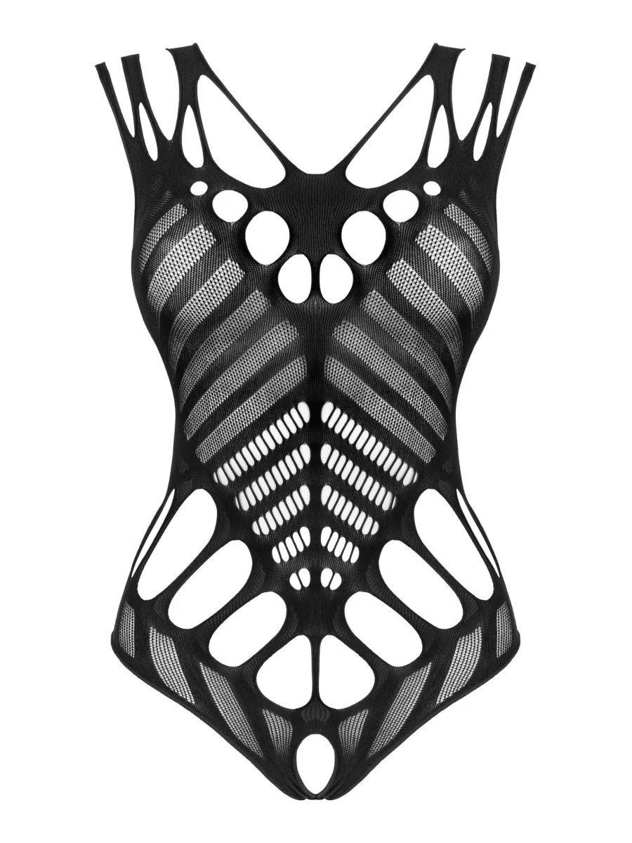 Black Bodystocking Obsessive G139 — Sheer Cutout Teddy