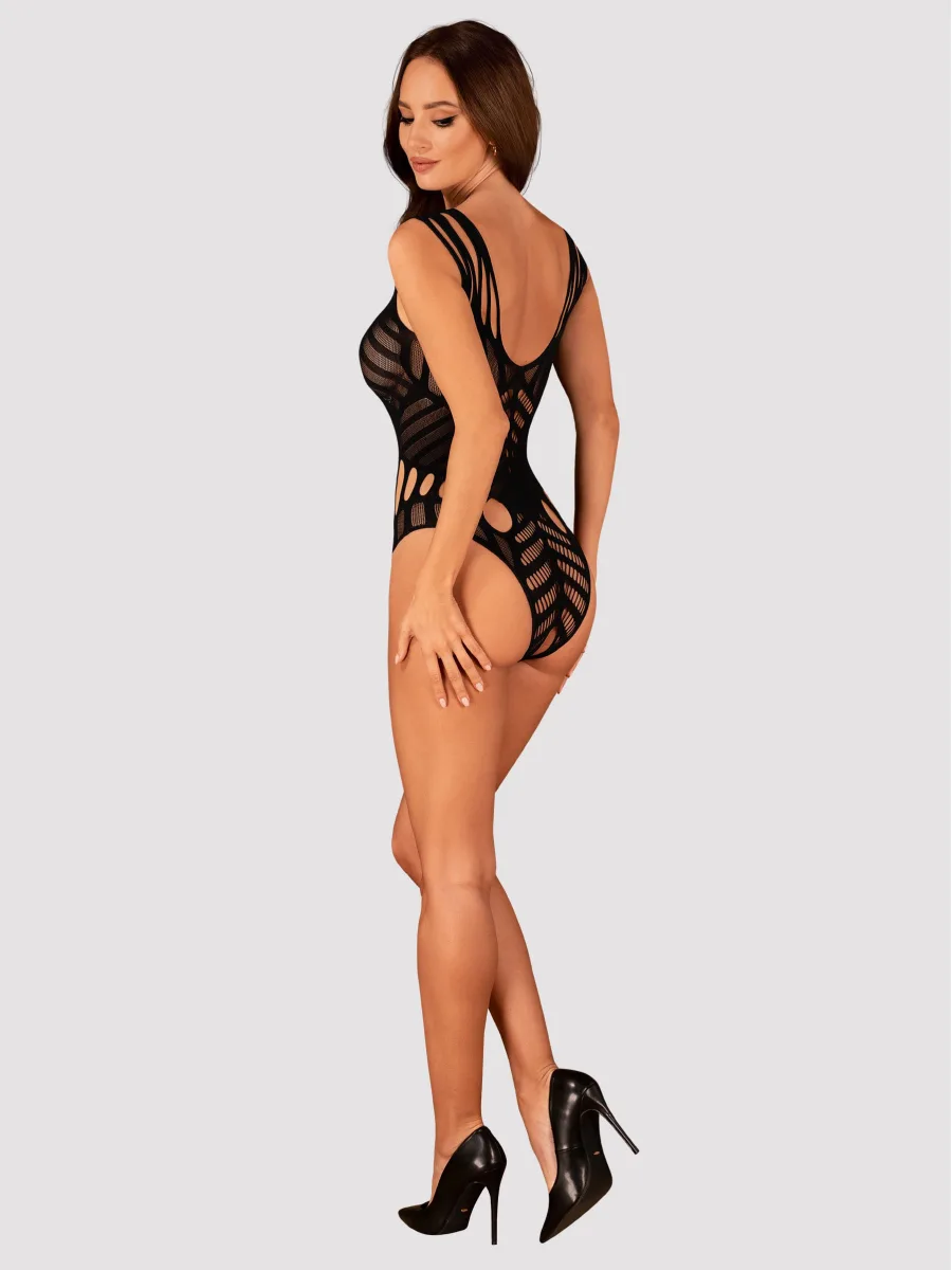 Black Bodystocking Obsessive G139 — Sheer Cutout Teddy