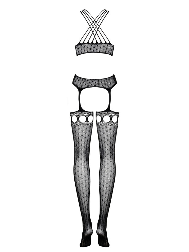 Black Bodystocking Obsessive G313 — Geometric Lace