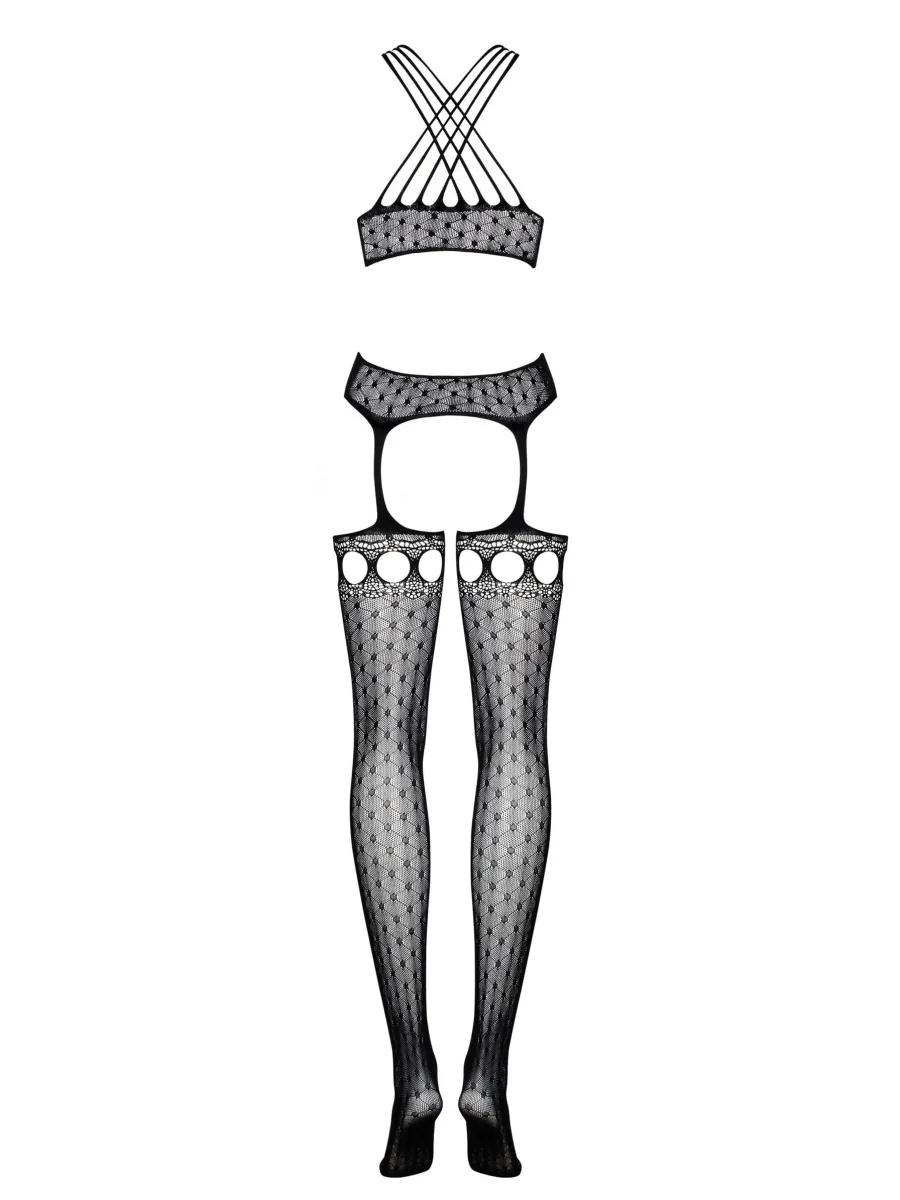 Black Bodystocking Obsessive G313 — Geometric Lace