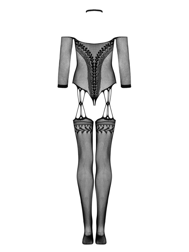 Black Bodystocking Obsessive G333 — Floral Teddy