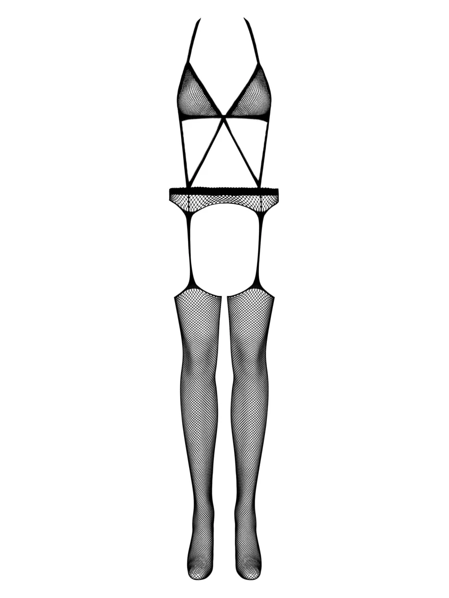 Black Bodystocking Obsessive N108 — Halter Neck