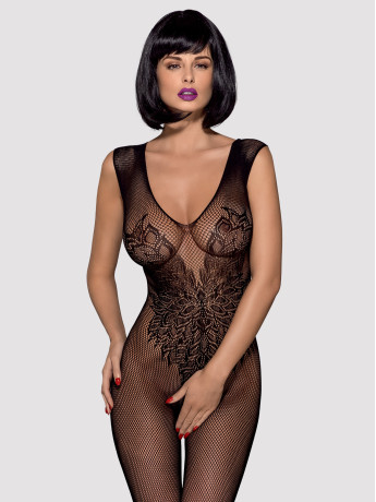 Black Bodystocking Obsessive N112 — Lace Wing Design