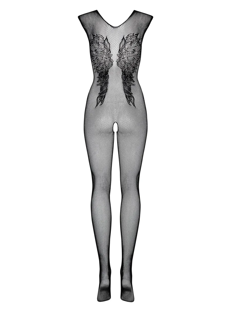 Black Bodystocking Obsessive N112 — Lace Wing Design