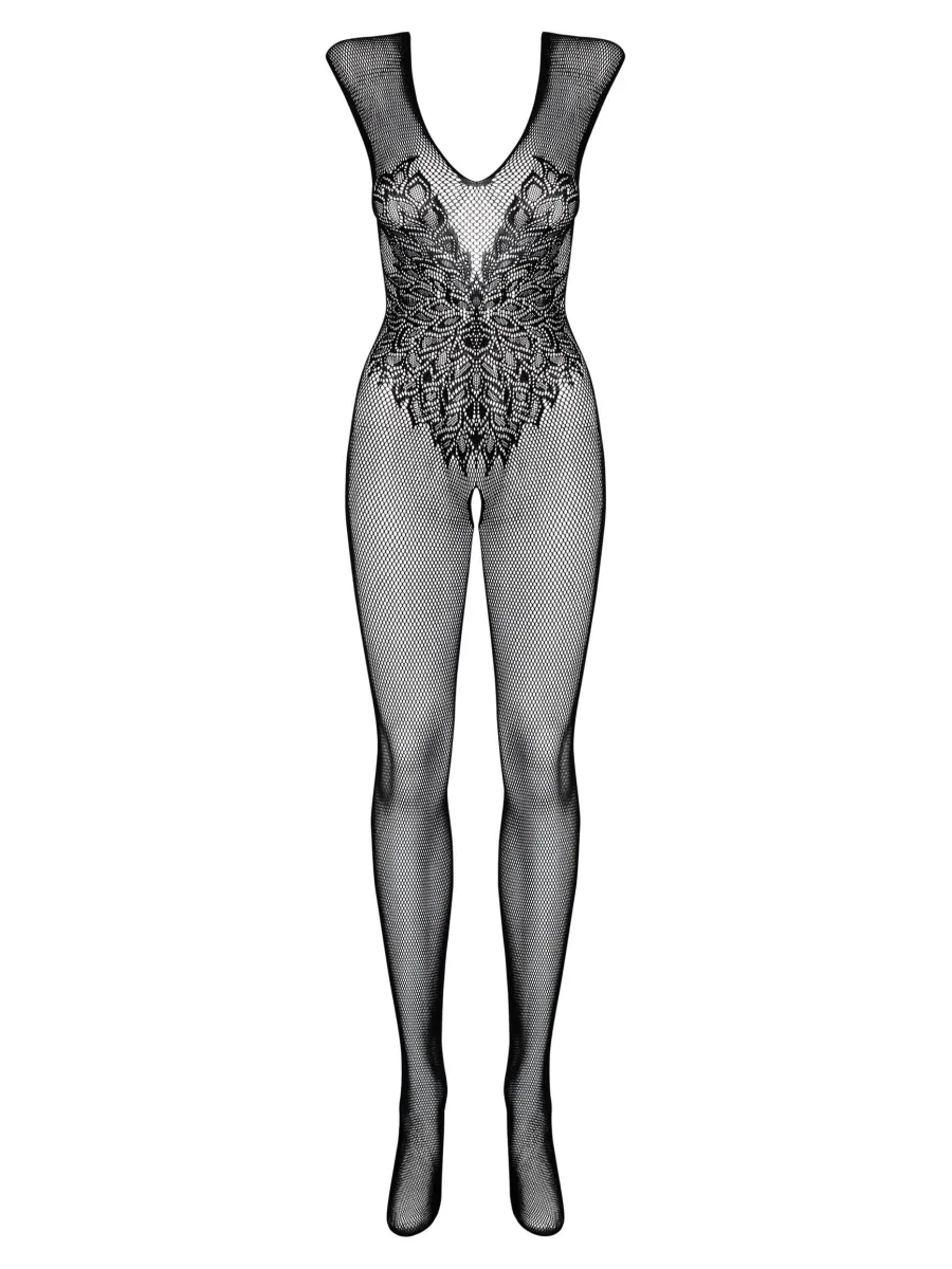 Black Bodystocking Obsessive N112 — Lace Wing Design