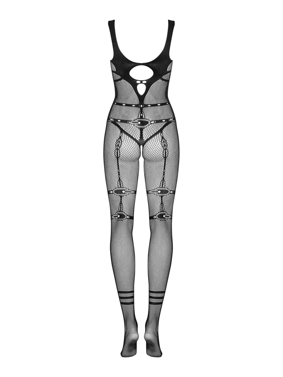 Black Bodystocking Obsessive N123 — Crotchless Mesh