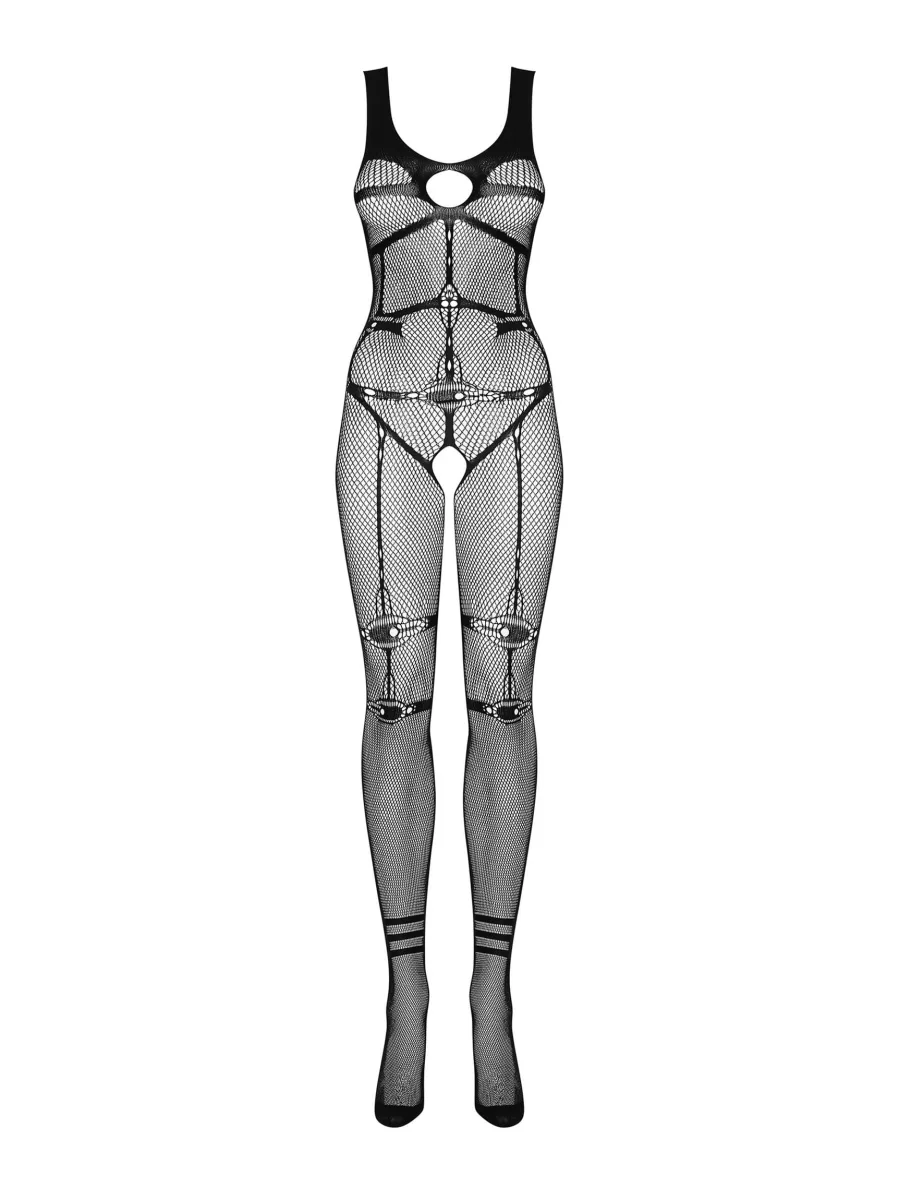 Black Bodystocking Obsessive N123 — Crotchless Mesh