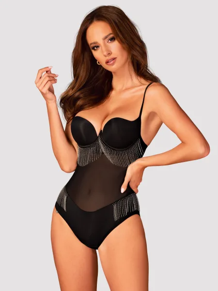 Black Bodysuit Obsessive Milladis — Jeweled Teddy