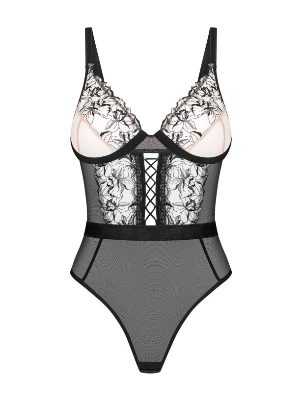 Black Bodysuit Provocative Obsessive Exquisite Vila Blanes — Front Lacing