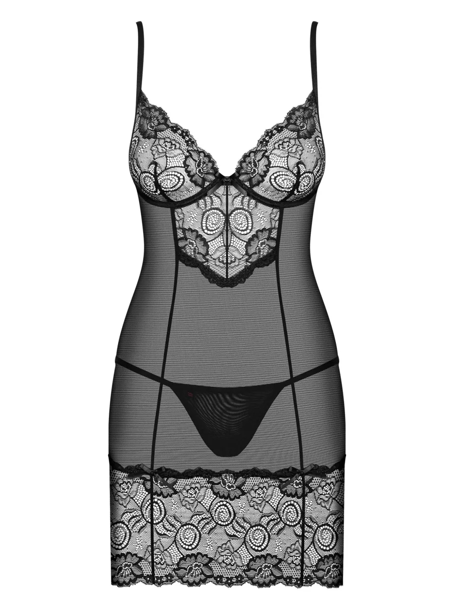 Obsessive Alluria Transparentes Spitzen-Negligé mit String