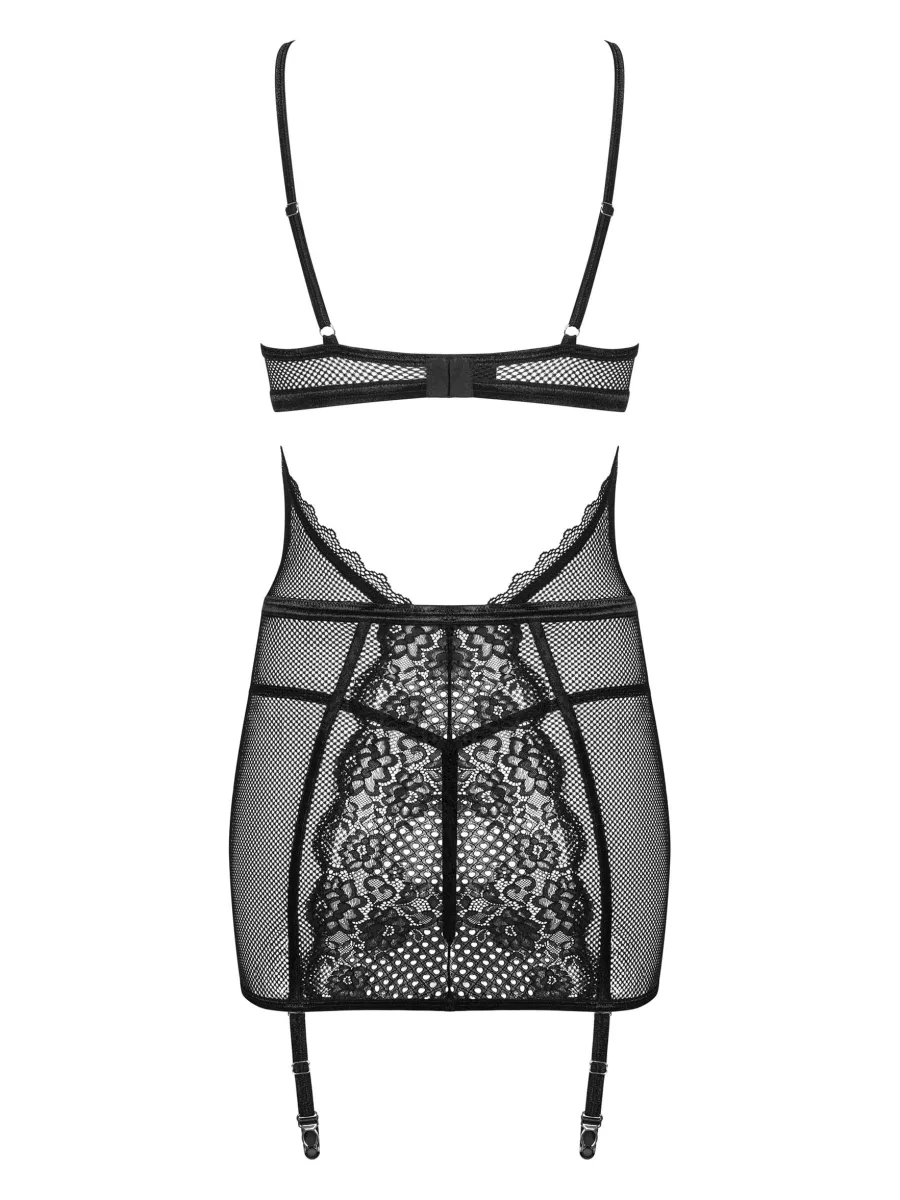 Black Chemise Obsessive Basitta — Garter Set