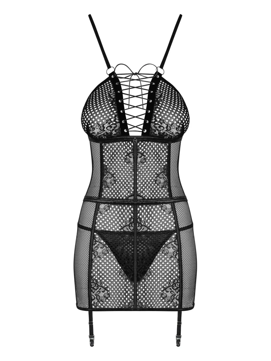 Black Chemise Obsessive Basitta — Garter Set
