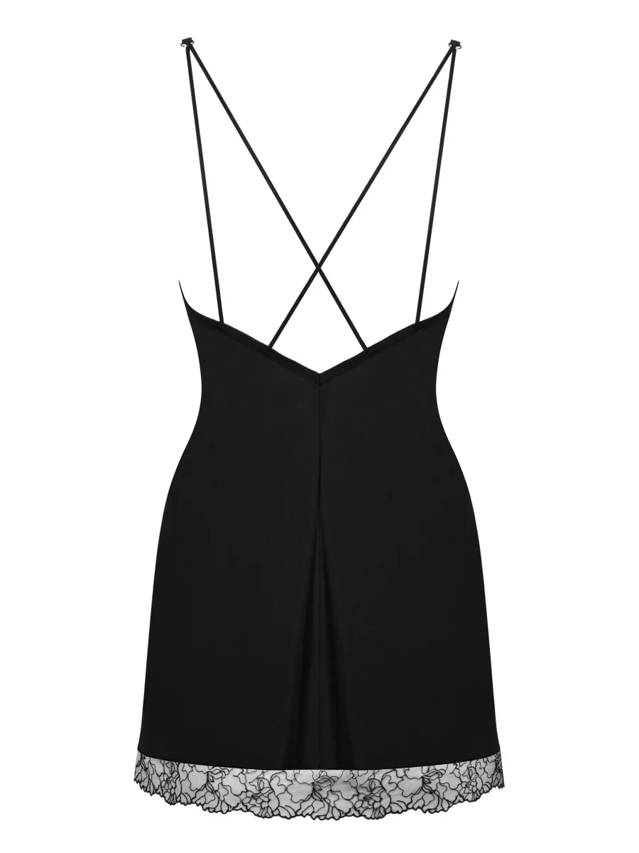 Black Chemise Obsessive Bella Rou — Embroidered Tulle