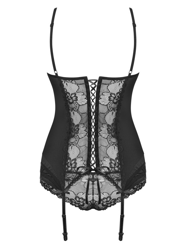 Black Corset Set Obsessive Heartina — Lace Lingerie Set