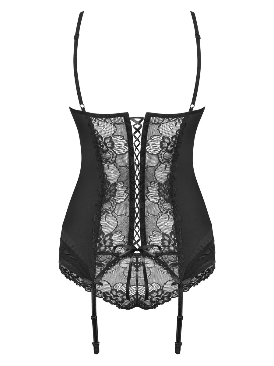 Black Corset Set Obsessive Heartina — Lace Lingerie Set