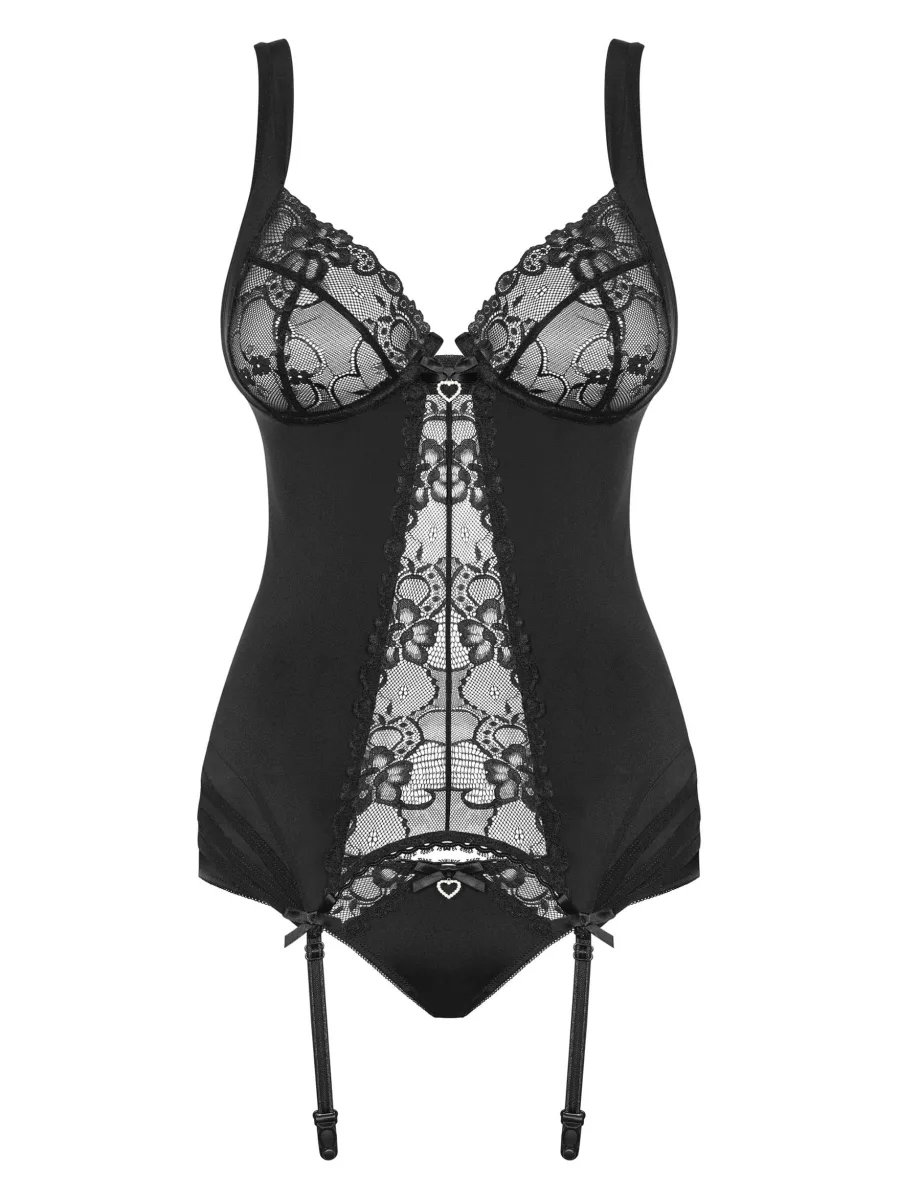 Black Corset Set Obsessive Heartina — Lace Lingerie Set