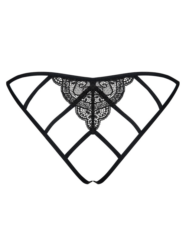 Black Crotchless Panties Obsessive Miamor — Lace Detail