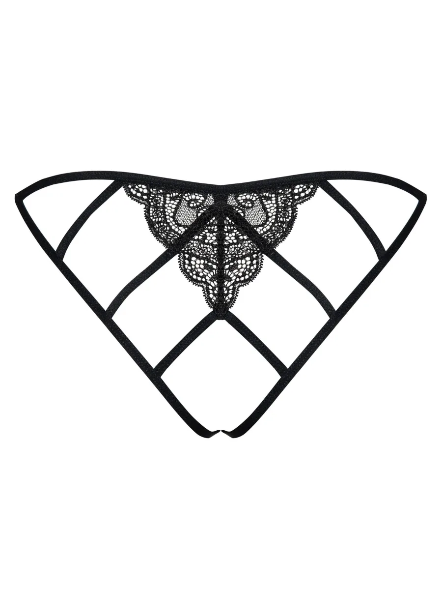 Black Crotchless Panties Obsessive Miamor — Lace Detail