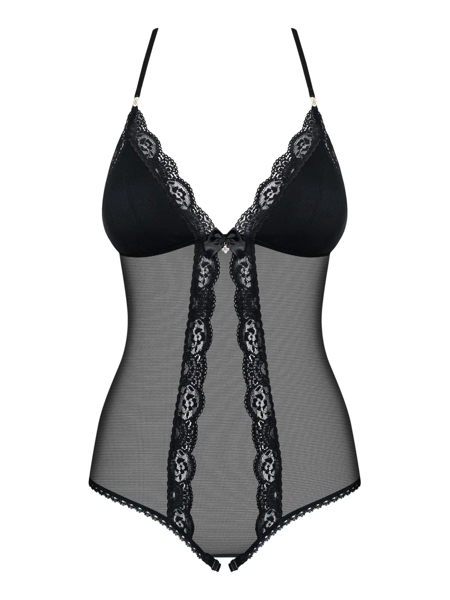 Black Crotchless Teddy Obsessive 841-TED-1 — Lace Bodysuit