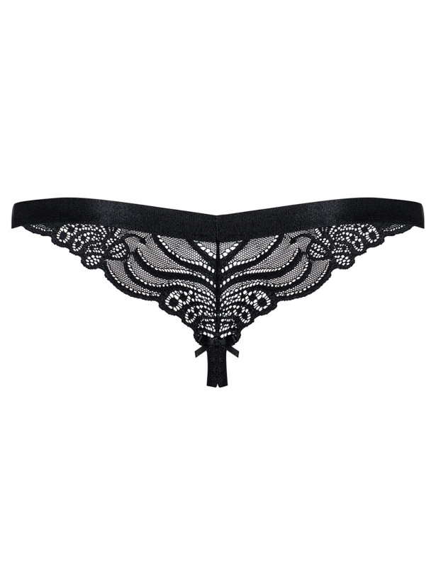 Black Crotchless Thong Obsessive 828-THC-1 — Lace