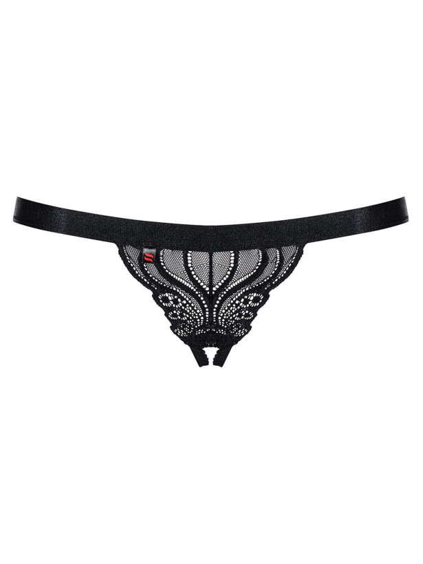 Black Crotchless Thong Obsessive 828-THC-1 — Lace