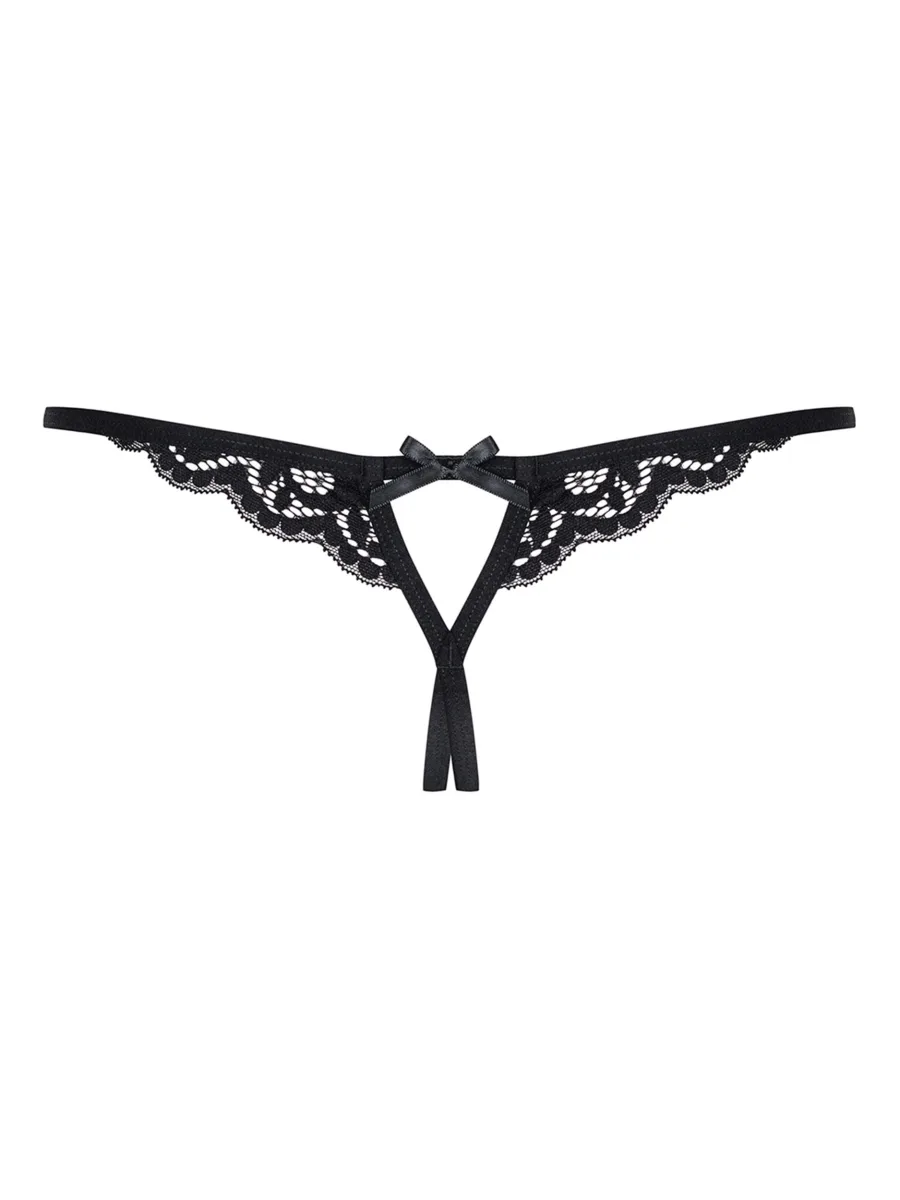 Black Crotchless Thong Obsessive 831-THC-1 — Lace Details