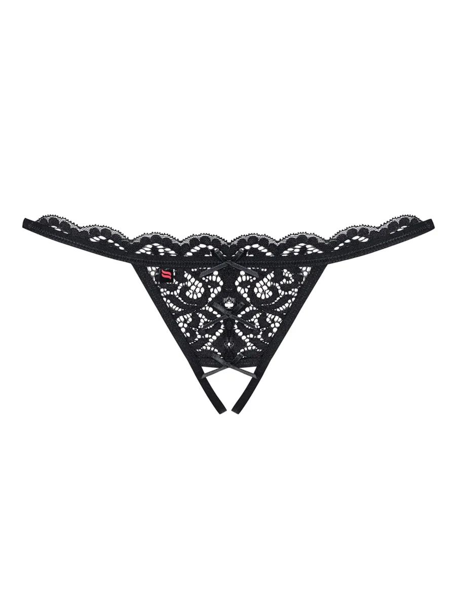 Black Crotchless Thong Obsessive 831-THC-1 — Lace Details