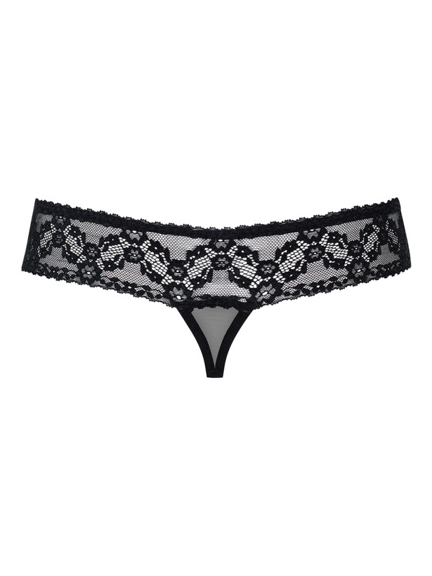 Black Crotchless Thong Obsessive 837-THC-1 — Lace Detail