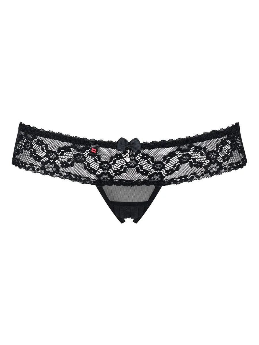 Black Crotchless Thong Obsessive 837-THC-1 — Lace Detail