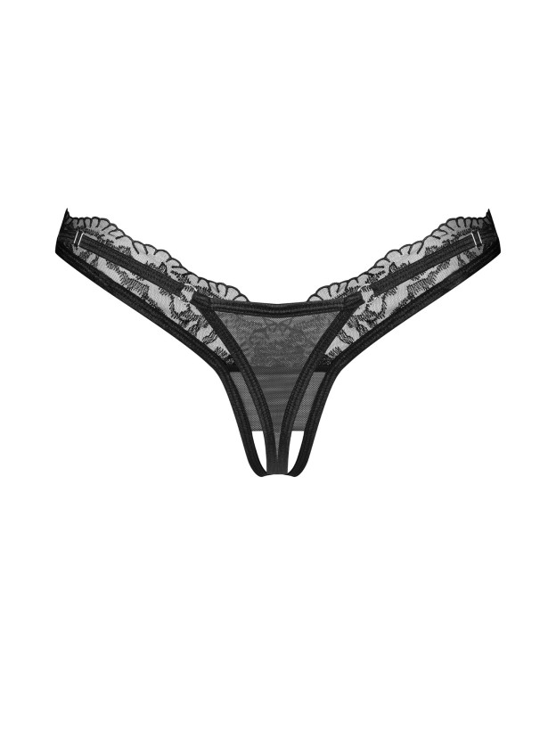 Black Crotchless Thong Obsessive Arrowel — Lace Lingerie