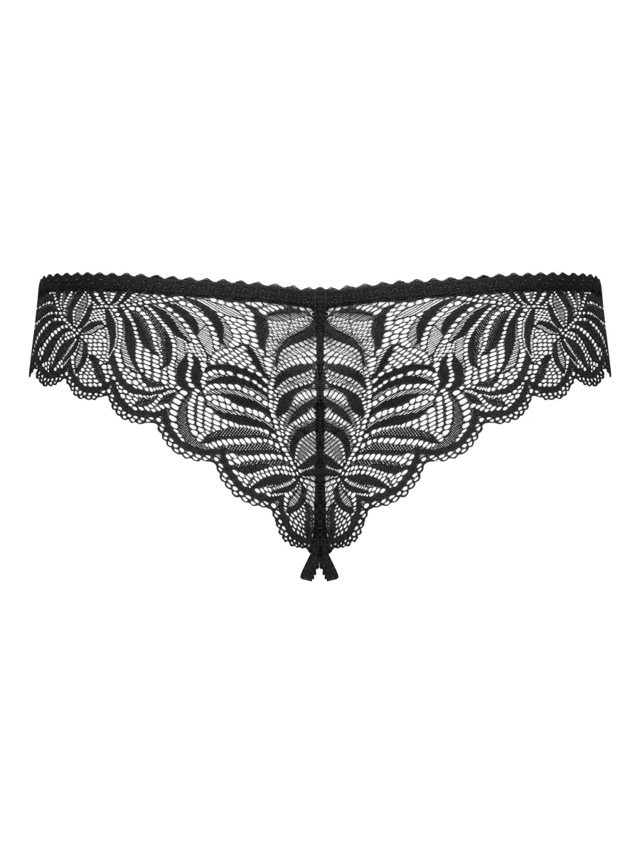 Black Crotchless Thong Obsessive Contica — Lace Design