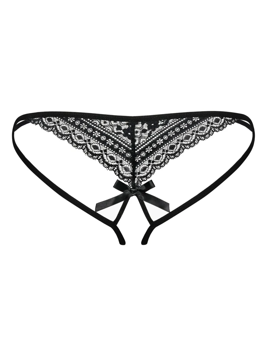 Black Crotchless Thong Obsessive Picantina — Lace Panties