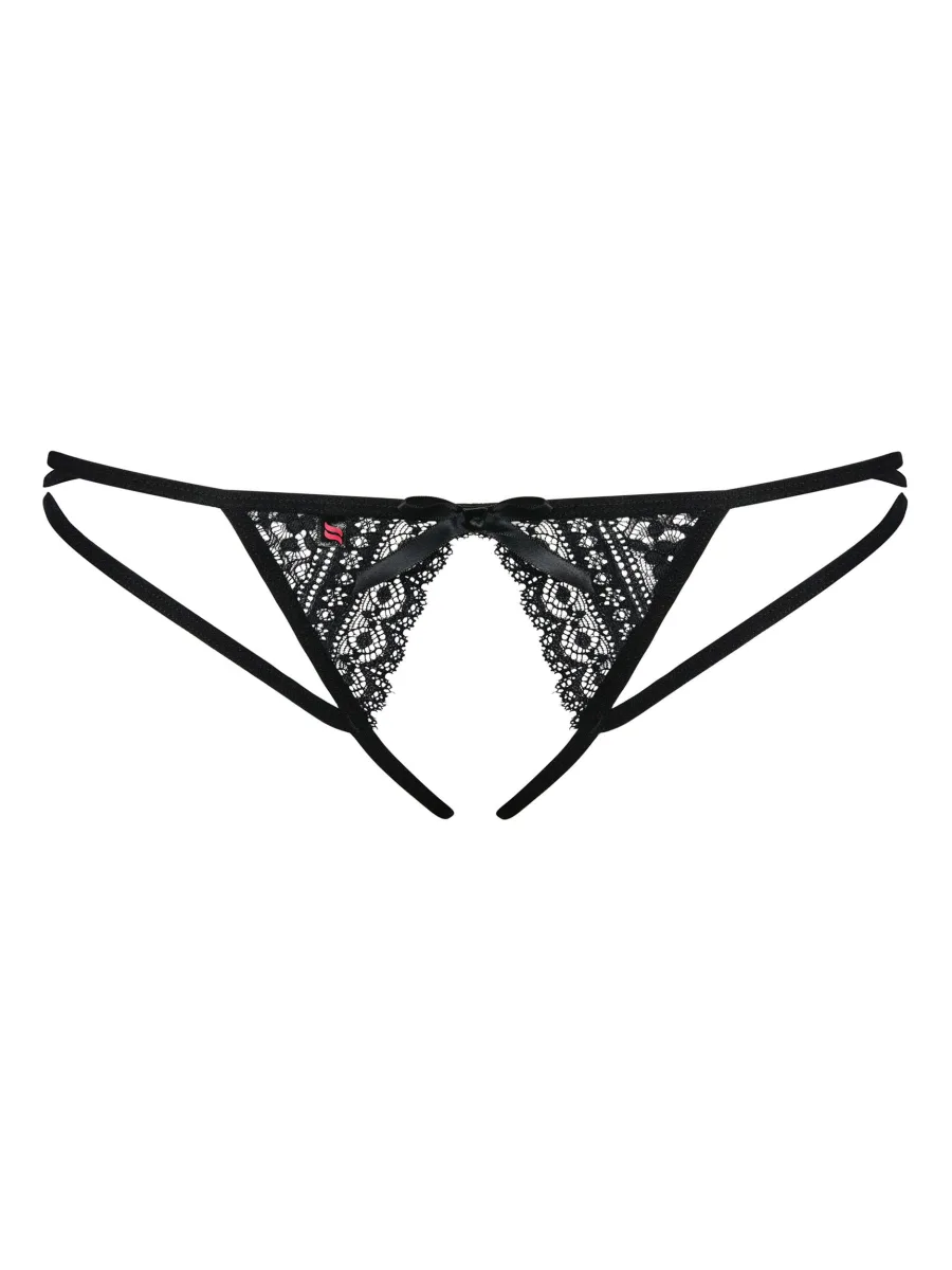 Black Crotchless Thong Obsessive Picantina — Lace Panties
