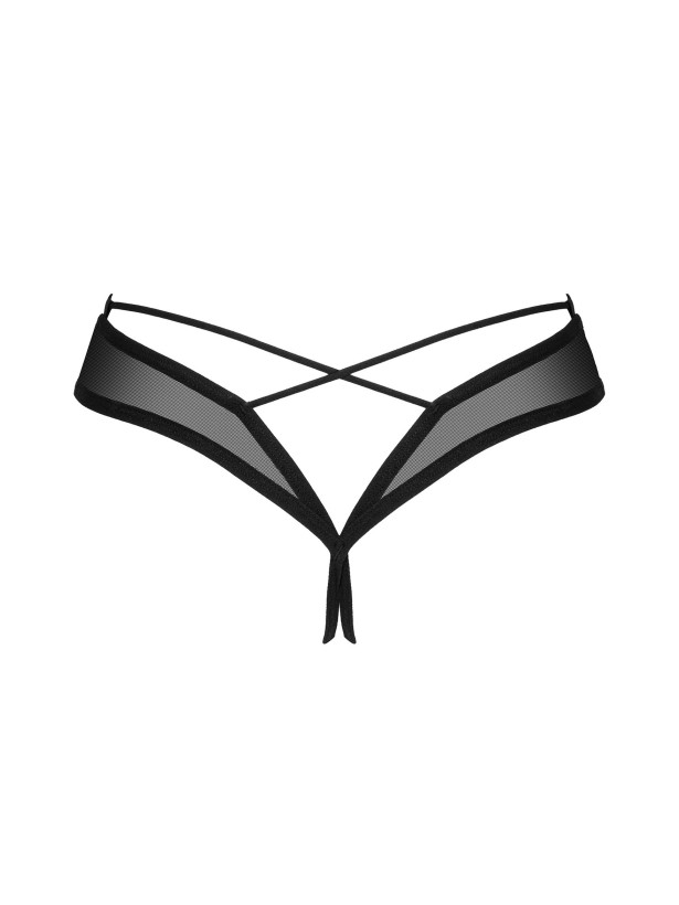 Black Crotchless Thong Obsessive Roxelia — Open Cut