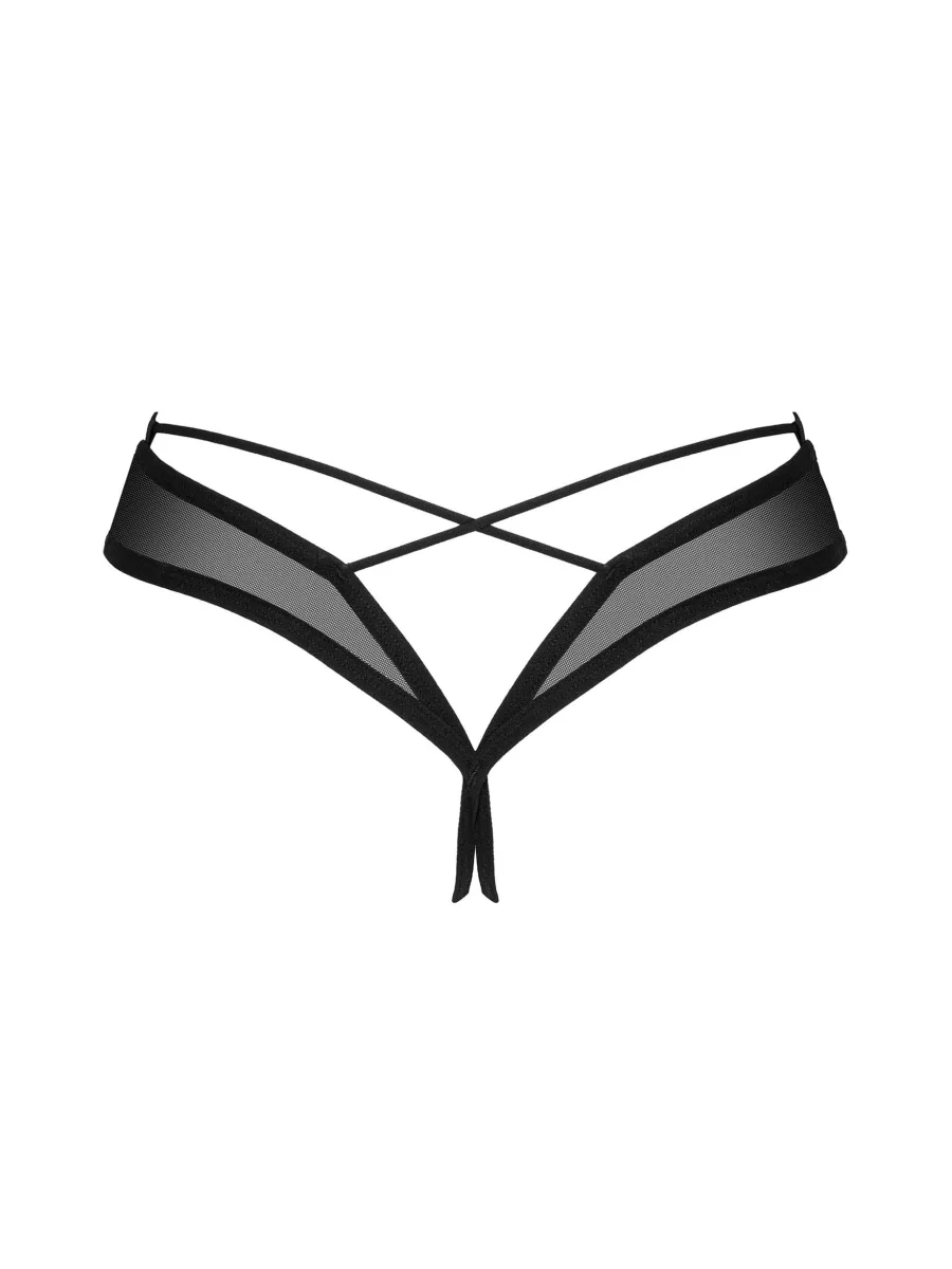 Black Crotchless Thong Obsessive Roxelia — Open Cut