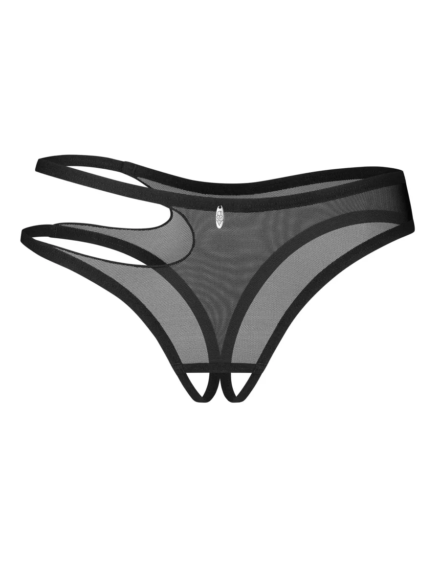 Black Crotchless Thong Obsessive Saturis — Mesh Cutout