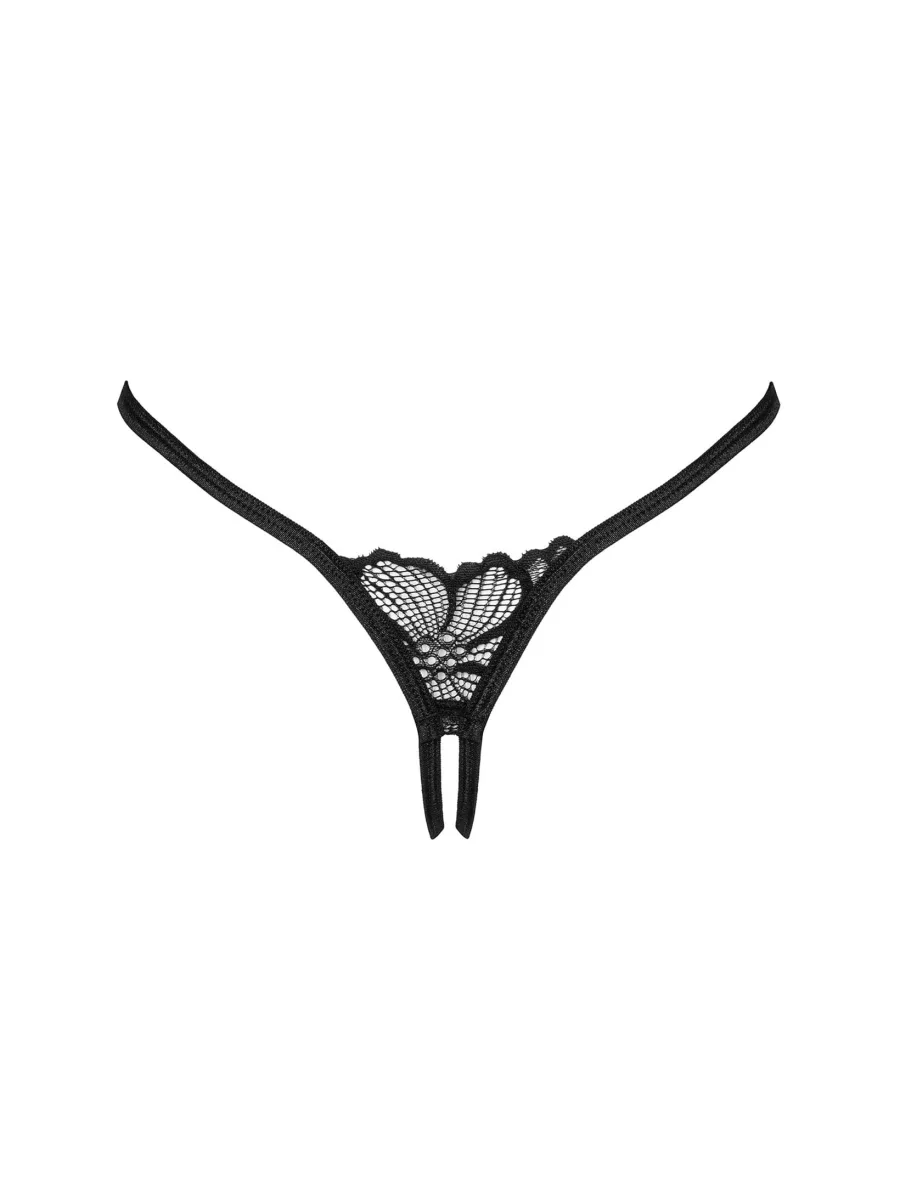 Black Crotchless Thong Obsessive Serafia — Lace