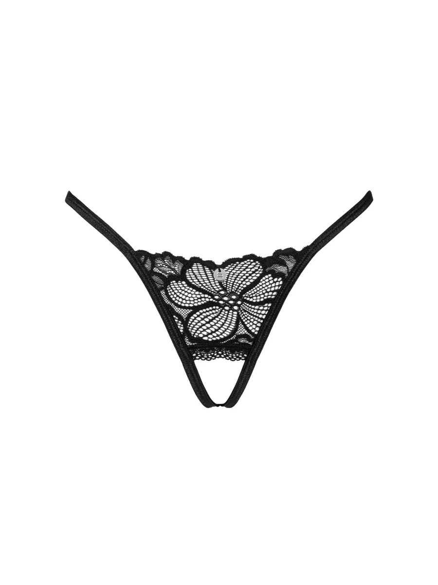 Black Crotchless Thong Obsessive Serafia — Lace