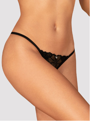 Black Crotchless Thong Obsessive Serafia — Lace