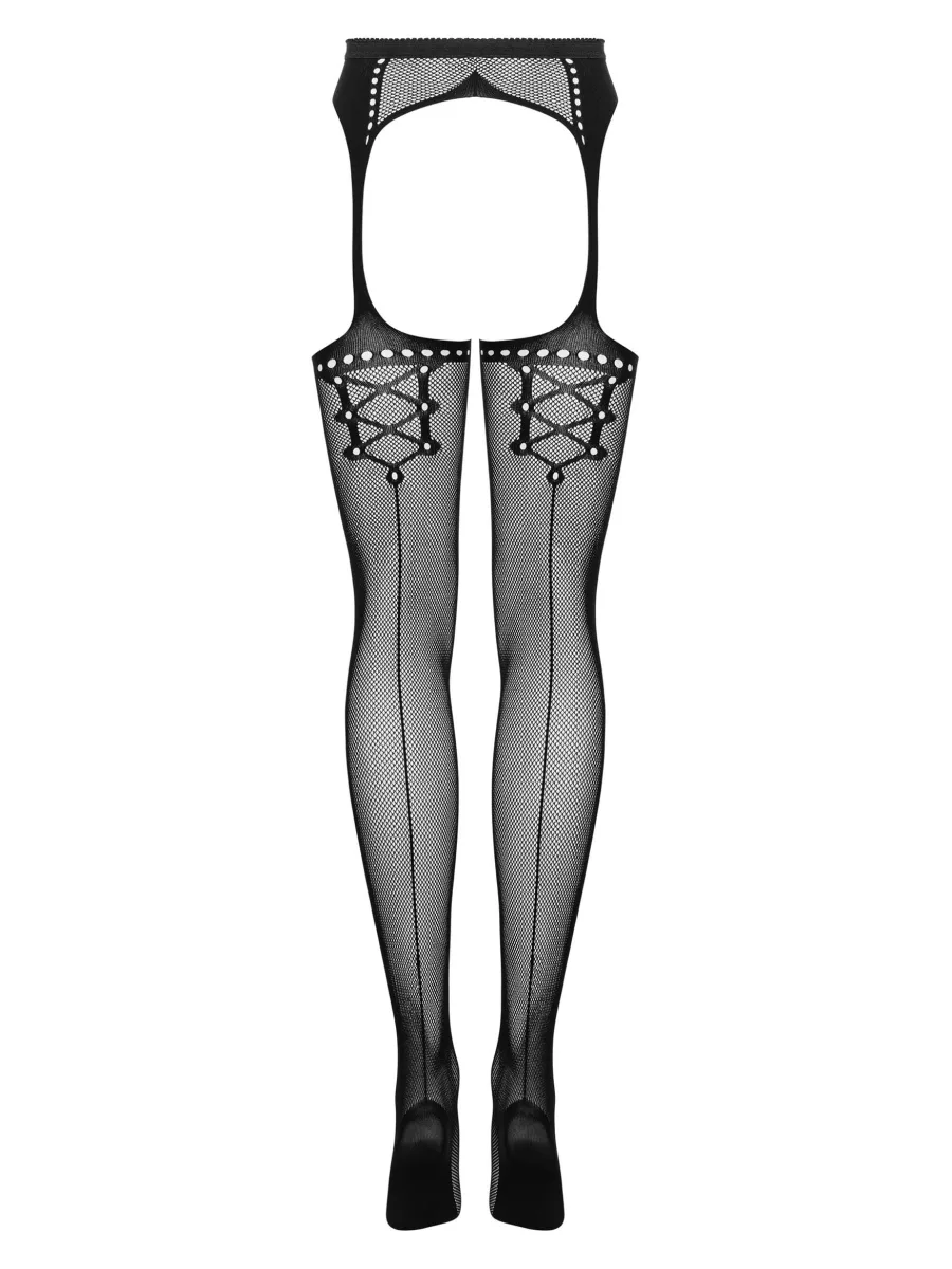 Black Fishnet Stockings Obsessive S314 — Open Crotch