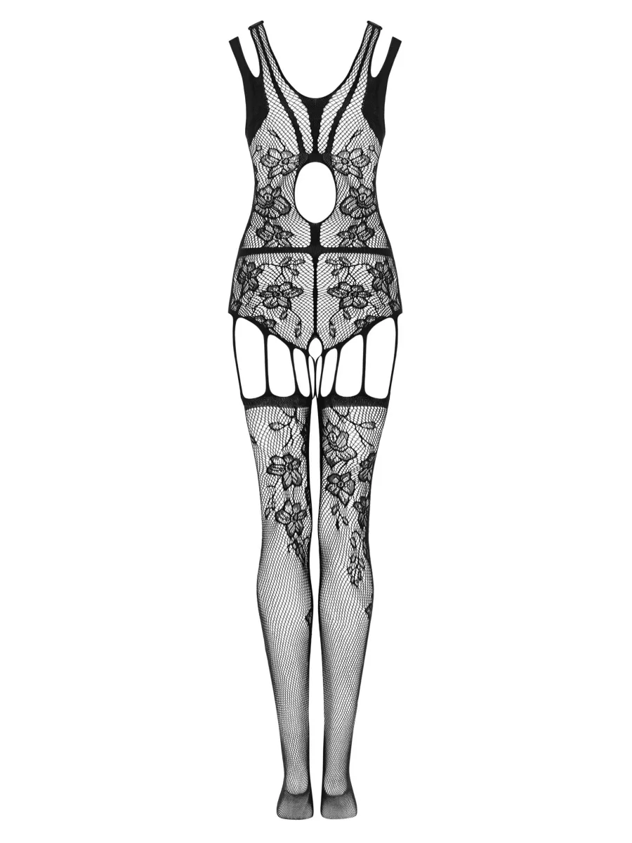 Black Floral Bodystocking Obsessive F239 — Sexy Teddy