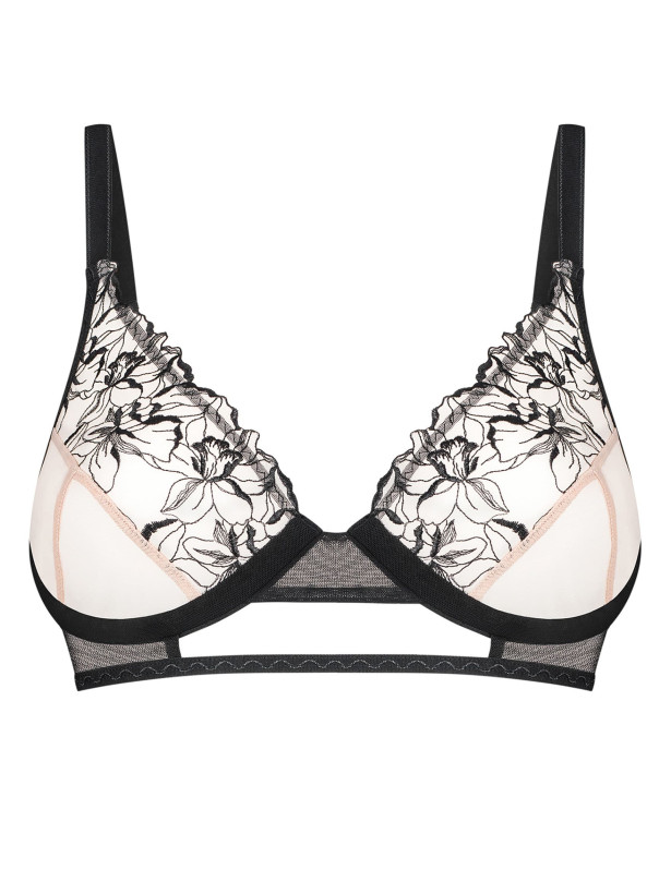 Black Floral Bra Obsessive Exquisite Vila Blanes — Underwired Mesh Lingerie