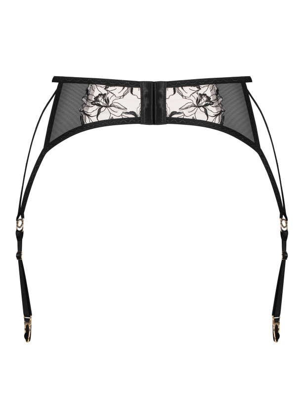 Black Garter Belt Obsessive Exquisite Blanes — Gold Accents