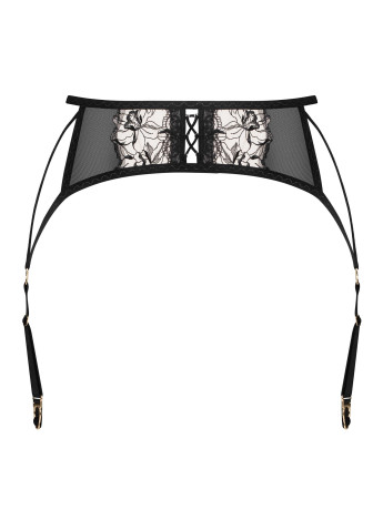 Black Garter Belt Obsessive Exquisite Blanes — Gold Accents