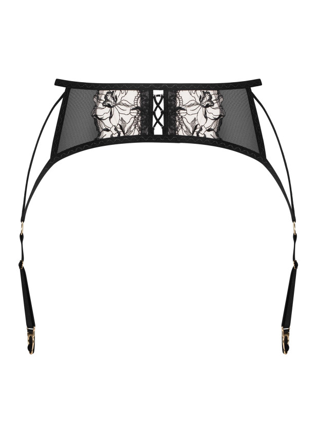 Black Garter Belt Obsessive Exquisite Blanes — Gold Accents
