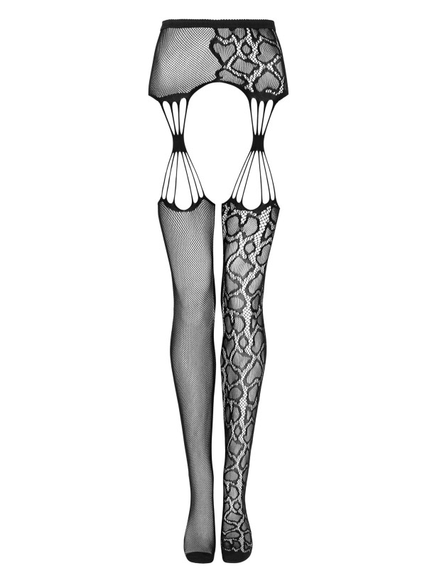 Black Garter Stockings Obsessive S821 — Asymmetrical Pattern Design