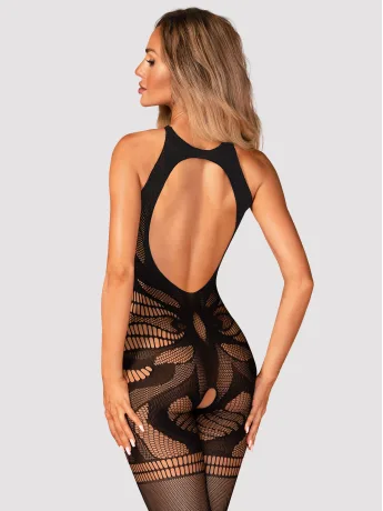 Black Geometric Net Crotchless Bodystocking Obsessive G331