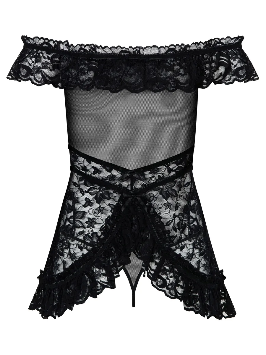 Black Lace Babydoll Obsessive Flores Set