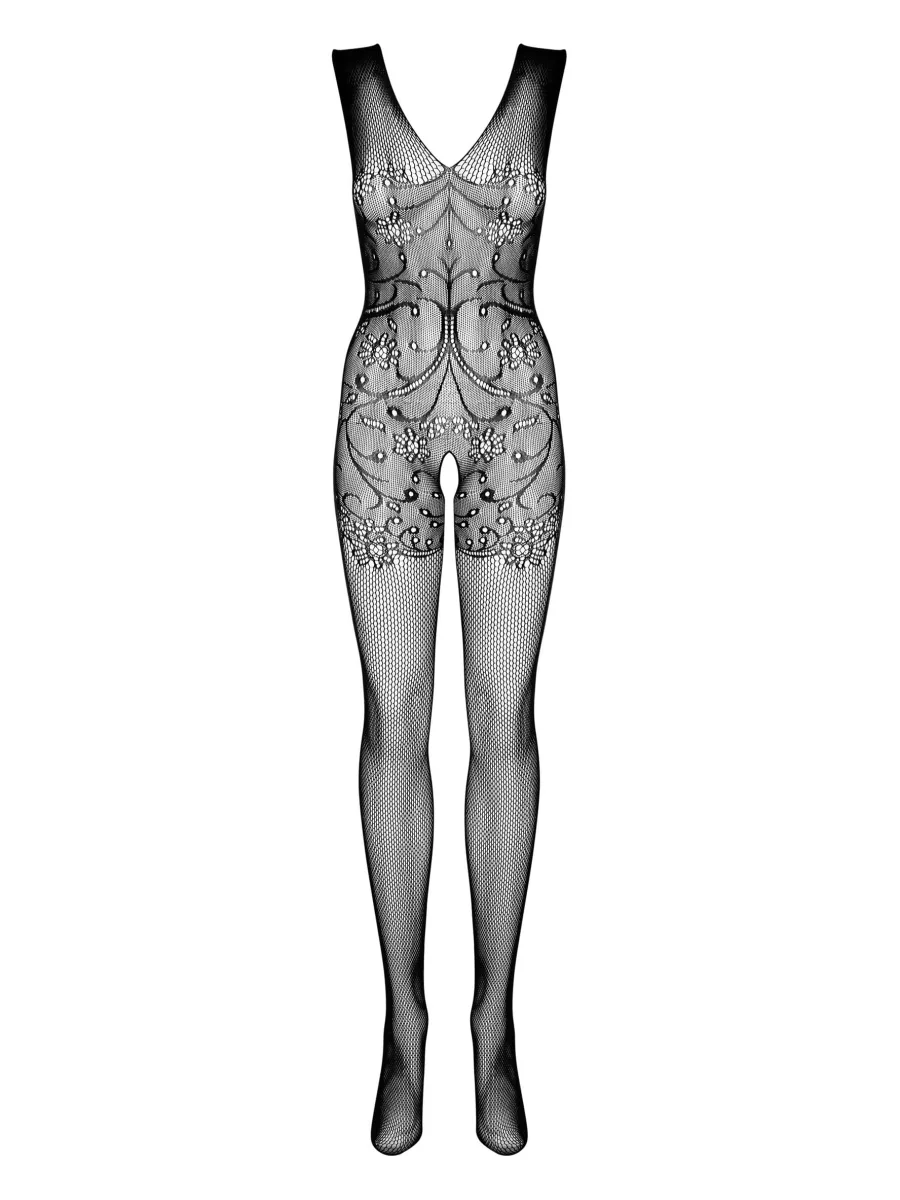 Black Lace Bodystocking Obsessive F234 — Open Crotch