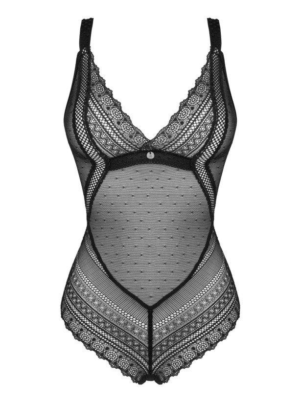 Black Lace Bodysuit Obsessive Estiqua — Sheer Mesh
